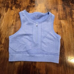 Blue Women's Zip-Up Crop Top